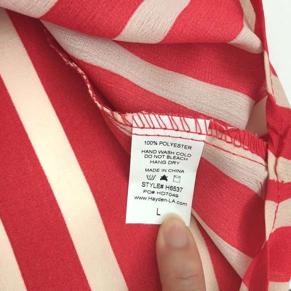 NWT Hayden Los Angeles Vertical Striped Off Shoulder Red Cream Top L - Picture 6 of 6